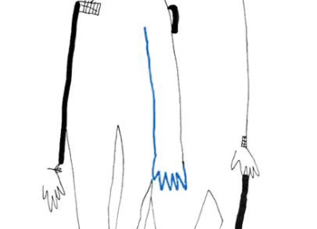 Blue Sweater with a Yellow Hole
